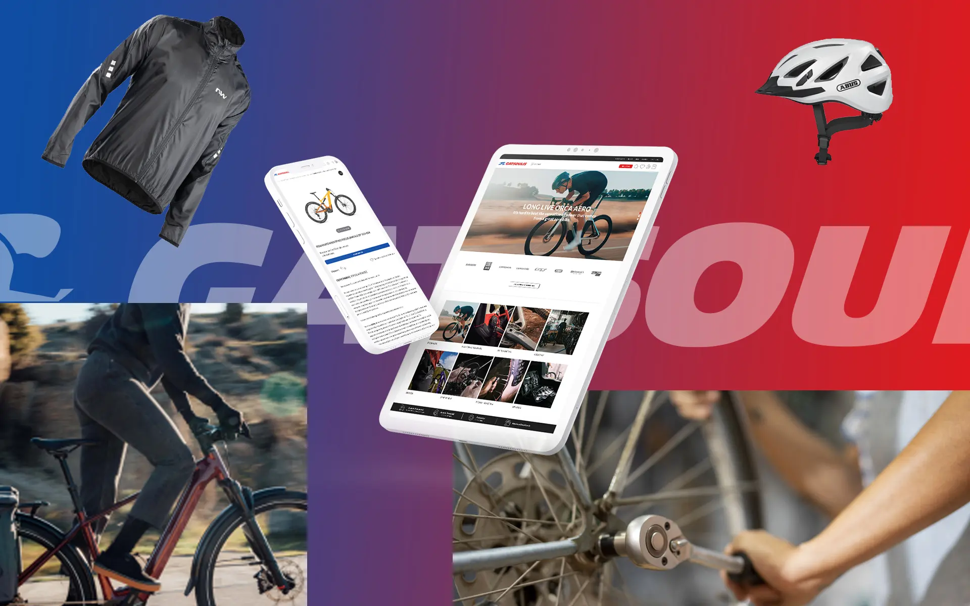 Gatsoulis cycling website mockups with mountain bike photography
